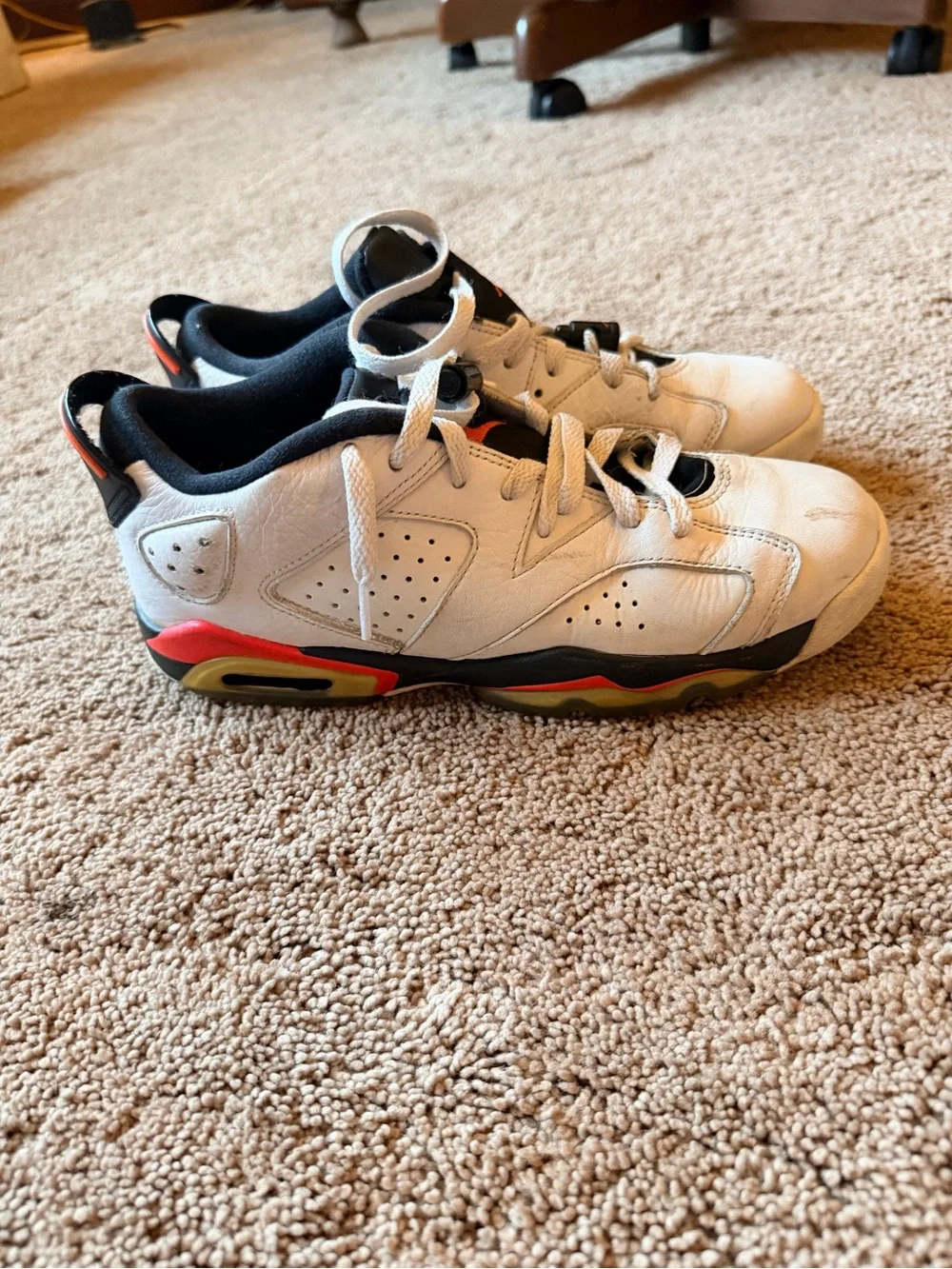 Jordan Kids White and Black Sneakers with Red Jumpman